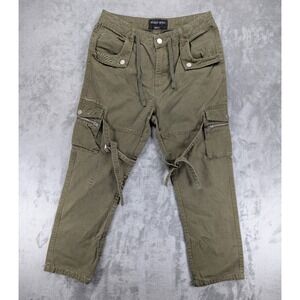 Ruben Kone Strap Cargo Pants Men's Sz Small Faded Olive Green READ Flaw